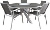 New Valley dining tuinset 150x74 cm rond 6 delig aluminium wit