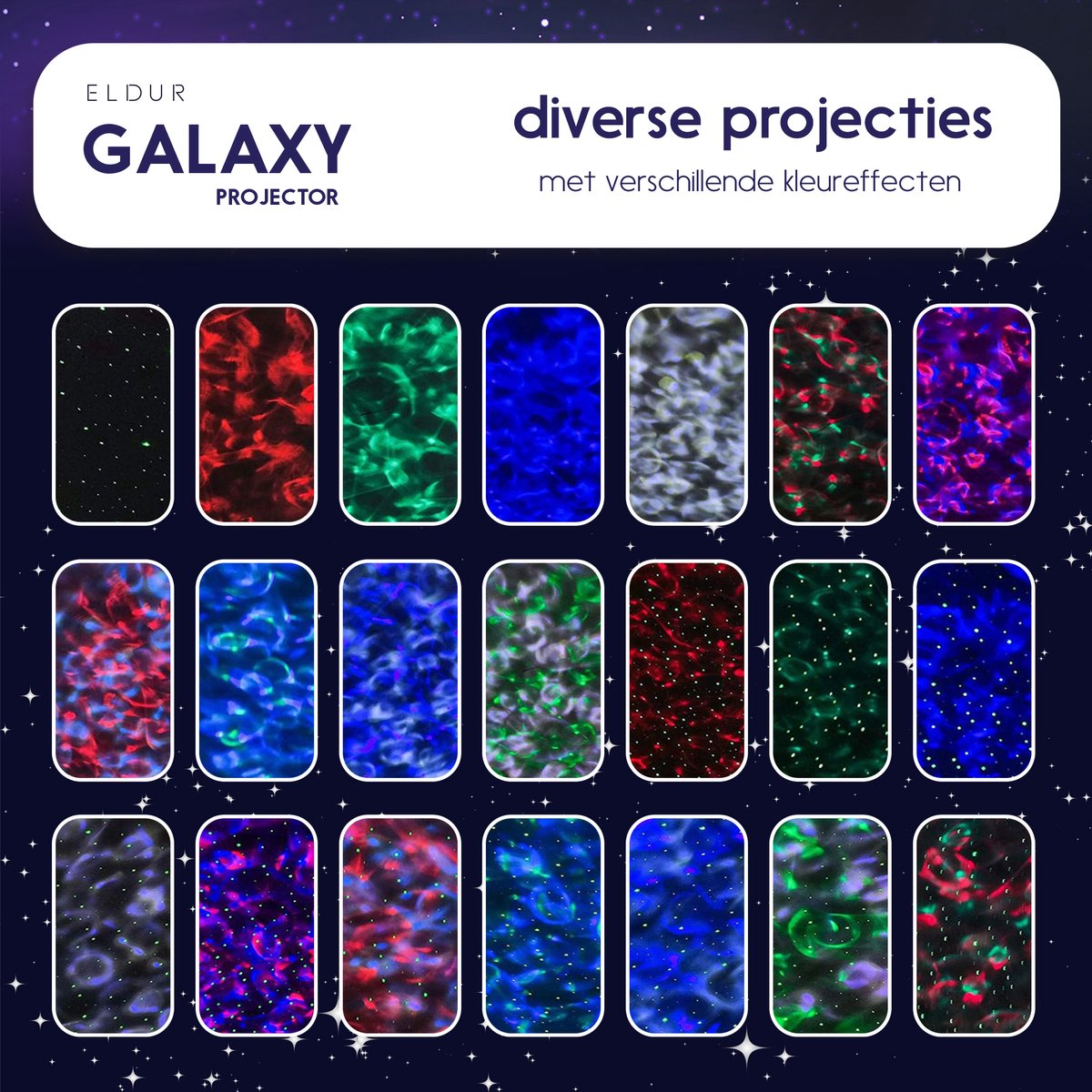 Eldur® Originele Sterren Projector - Galaxy projector - Sterrenhemel - Galaxy - Heelal - Sterrenlamp - Bluetooth met Muziek - 2 Jaar Garantie - Led en Laser Lamp - Nachtlamp – foto 8