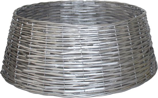 Gerim Kerstboomrok/kerstboommand - zilver gevlochten - D55 cm en H20 cm - voor kerstboom van 180 cm