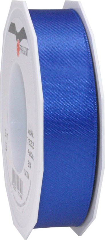 Ruban décoratif satin cadeau/hobby 2,5cm x 25m - 3 nuances de bleu mix