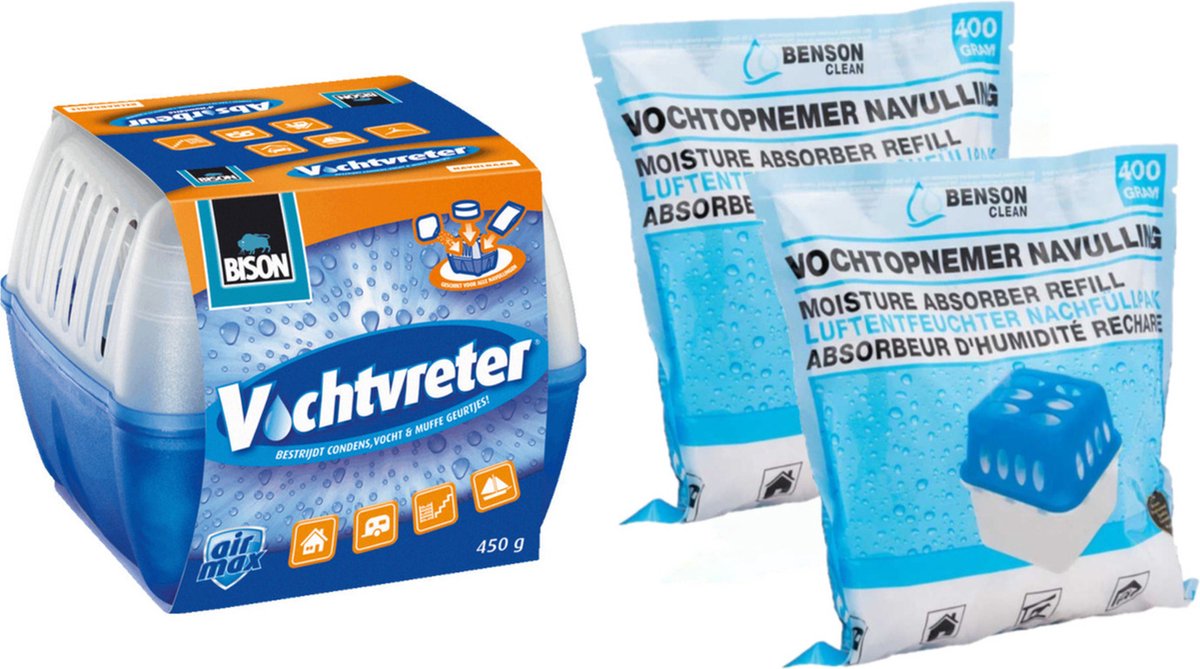 Bol.com Vochtopnemer / vochtvanger - 450 ml - met navulling - 2x 400 gram aanbieding