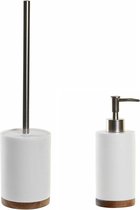 Items - Toiletborstel met houder 41cm en zeeppompje 300ml wit keramiek