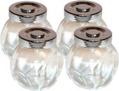 Pots à Pots d'herbes aromatiques Concorde - 4 pièces - transparent - verre - couvercle à vis - 150 ml