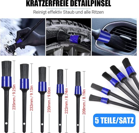 Kit Nettoyage Voiture 16 Pièces – Brosse Détails, Jantes, Microfibre – Intérieur Extérieur Complet