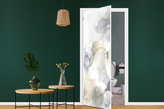 Sticker mural effet marbre - Or - Zwart - 75 x 205 cm - Affiche de porte