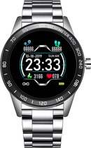Belesy® MODEST – Smartwatch Heren – Smartwatch Dames – Horloge – 1.3 inch Touchscreen Kleurenscherm – Stappenteller – Hartslag – Bloeddrukmeter – Zuurstofgehalte – Slaapmonitor – Multi Sportmodus – Calorieën – Bluetooth 4.0 – Zilver - Moederdag
