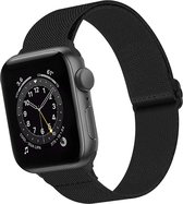 Nylon Bandje Geschikt voor Apple Watch 1-8 / SE (38/40/41 mm) Bandje Stof - Horloge Band Verstelbare Gesp Polsband Geschikt voor Apple Watch 1-8 / SE (38/40/41 mm) - Zwart