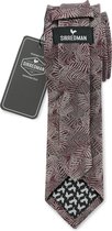 Sir Redman - cravate - Festive Leaves bordeaux - 66% viscose / 34% polyester - rouge bordeaux / gris argent