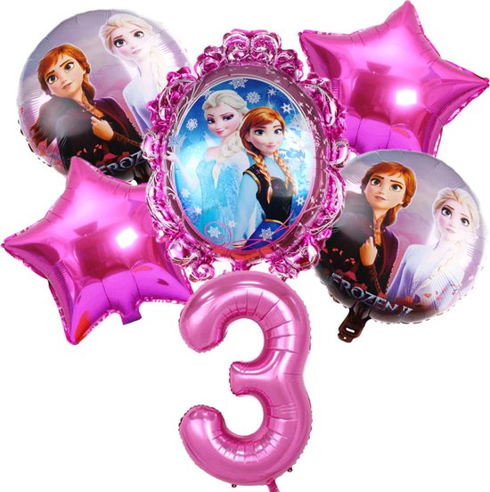 Frozen ballonnen set verjaardag 3 jaar - 77 cm - 6 delig