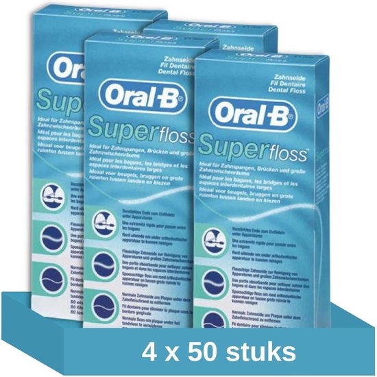 Oral-B Flosdraad - Super Floss - 50 stuks - 4 stuks | bol.com