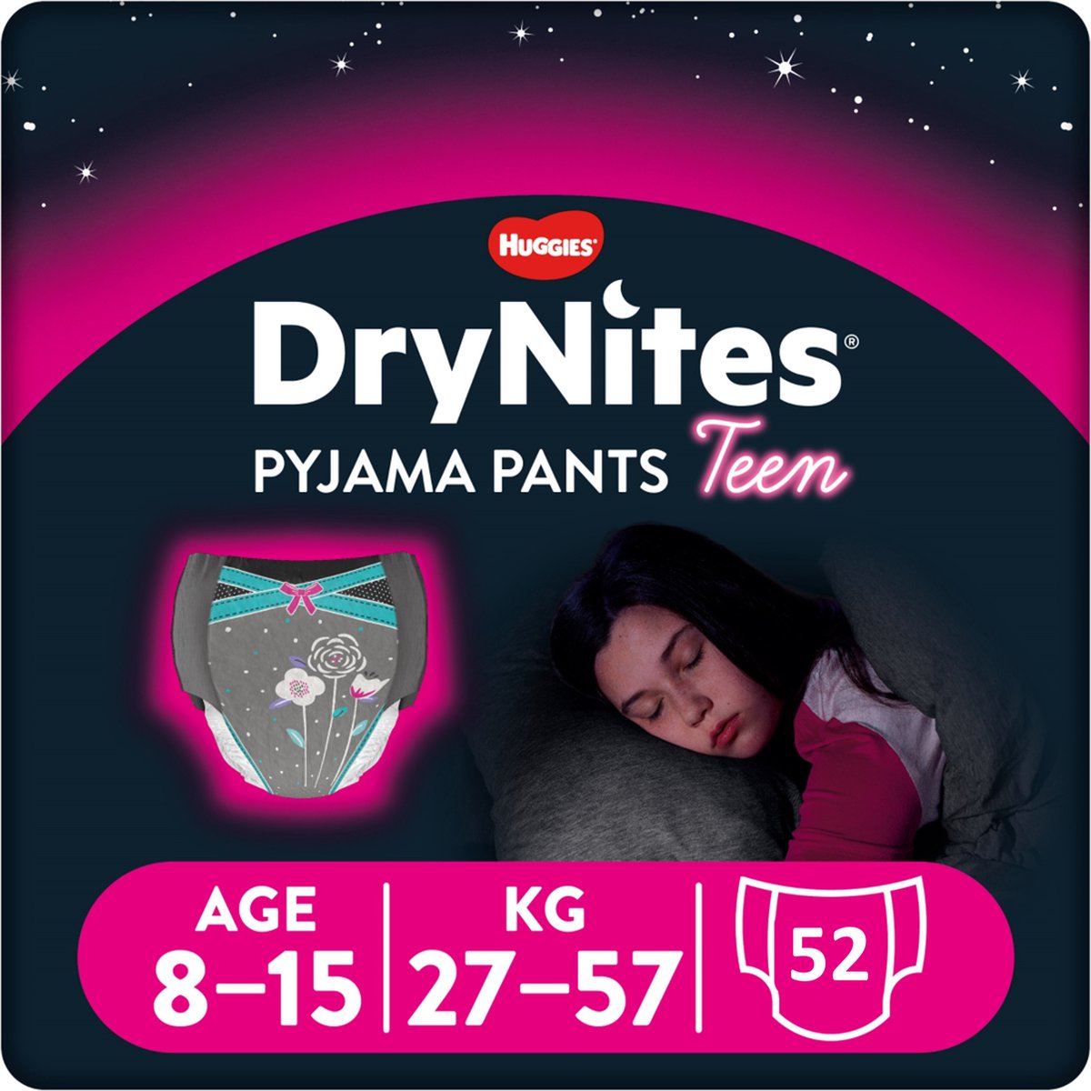 DryNites luierbroekjes - meisjes - 8 tot 15 jaar (27 - 57 kg) - 52 stuks - extra voordeel - DryNites