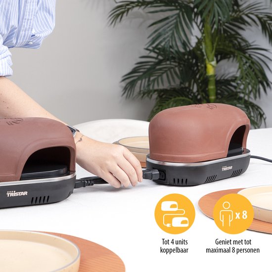 Tristar Pizza Festa Gourmet Connect PZ-9162 - Pizzaoven en Pizzamaker - Gourmetstel voor pizza's - Uitbreidbaar en koppelbaar voor maximaal 8 personen - Set 4 Personen — afbeelding 4