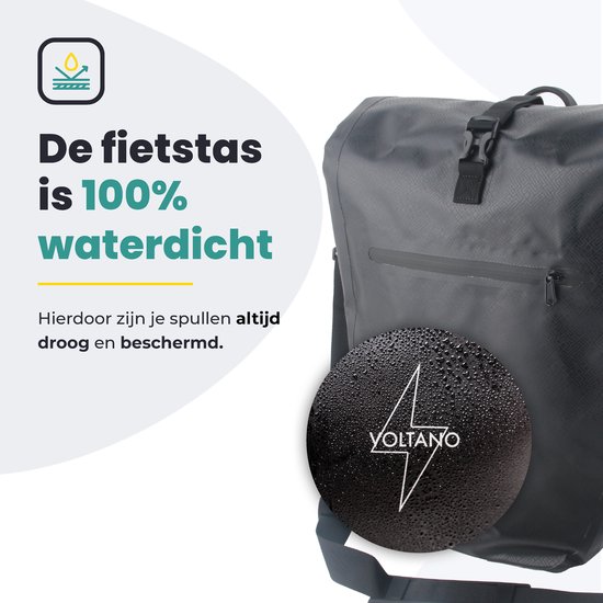 Voltano Luxe Fietstas Greek 28L - Enkele Pakaftas - Zwart Met Motief - 100% Waterdicht - Gratis Schouderband van Voltano — afbeelding 4