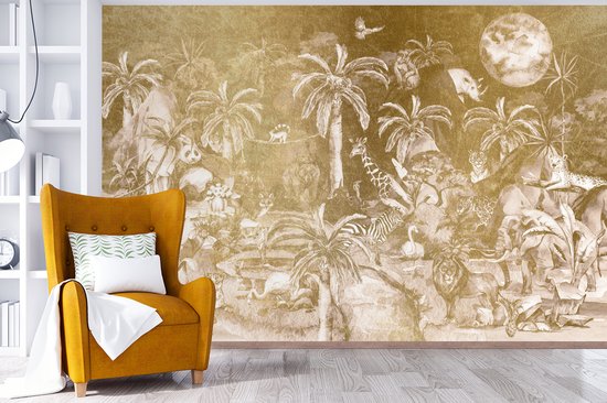 Papier peint - Papier peint photo Jungle - Or - Enfants - Largeur 420 cm x hauteur 280 cm