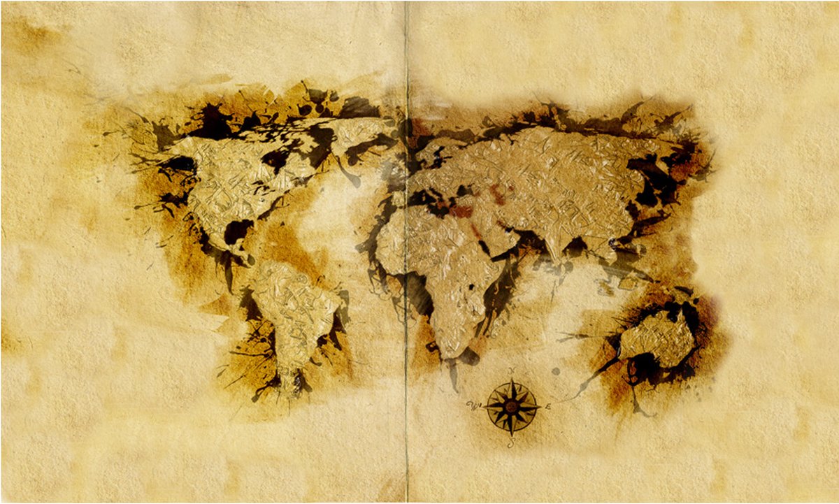 Fotobehang - Kaart van de wereld gold-diggers '.
