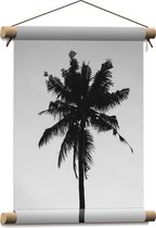 WallClassics - Textielposter - Silhouet van Smalle Palmboom (zwart/wit) - 30x40 cm Foto op Textiel