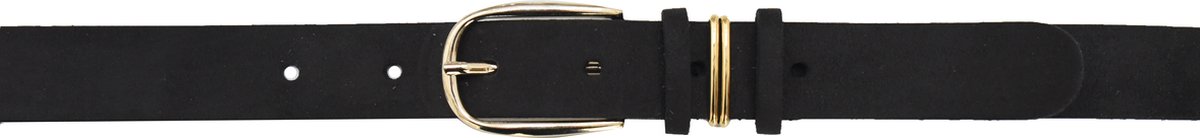 Damesriem - Suede - Zwart - Goudkleurige gesp - 30666 - Maat 95 (L) - Tannery Leather