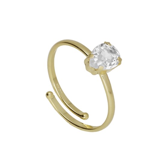 Cadeau voor haar - Victoria Cruz A4361-07DA Zilveren Ring met Kristal Druppel - Maat 54 - 8x6mm - Zilver - Verguld/Goud op Zilver