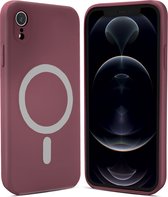 ShieldCase geschikt voor Apple iPhone Xr Magneet hoesje siliconen zijde - bordeaux - Backcover case - Shockproof hoesje - Zacht hoesje met oplaad ring