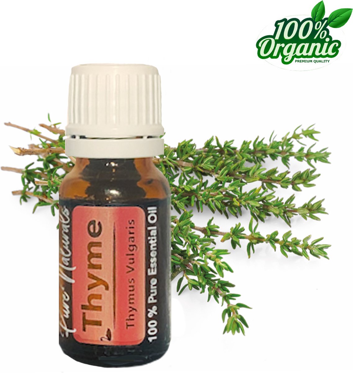 Goedkoopste Thyme etherische Olie 10 ml | Tijm olie | 100 PUUR | Bio | Essentiële olie Aromatherapie | Olie diffuser | Geschikt voor inname | Pure Naturals