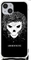 Stevige Bumper Hoesje Geschikt voor iPhone 14 Plus Smartphone hoesje met doorzichtige rand Skull Hair