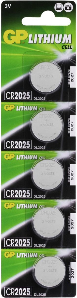 GP Lithium CR2025 knoopcelbatterijen - 5 stuks