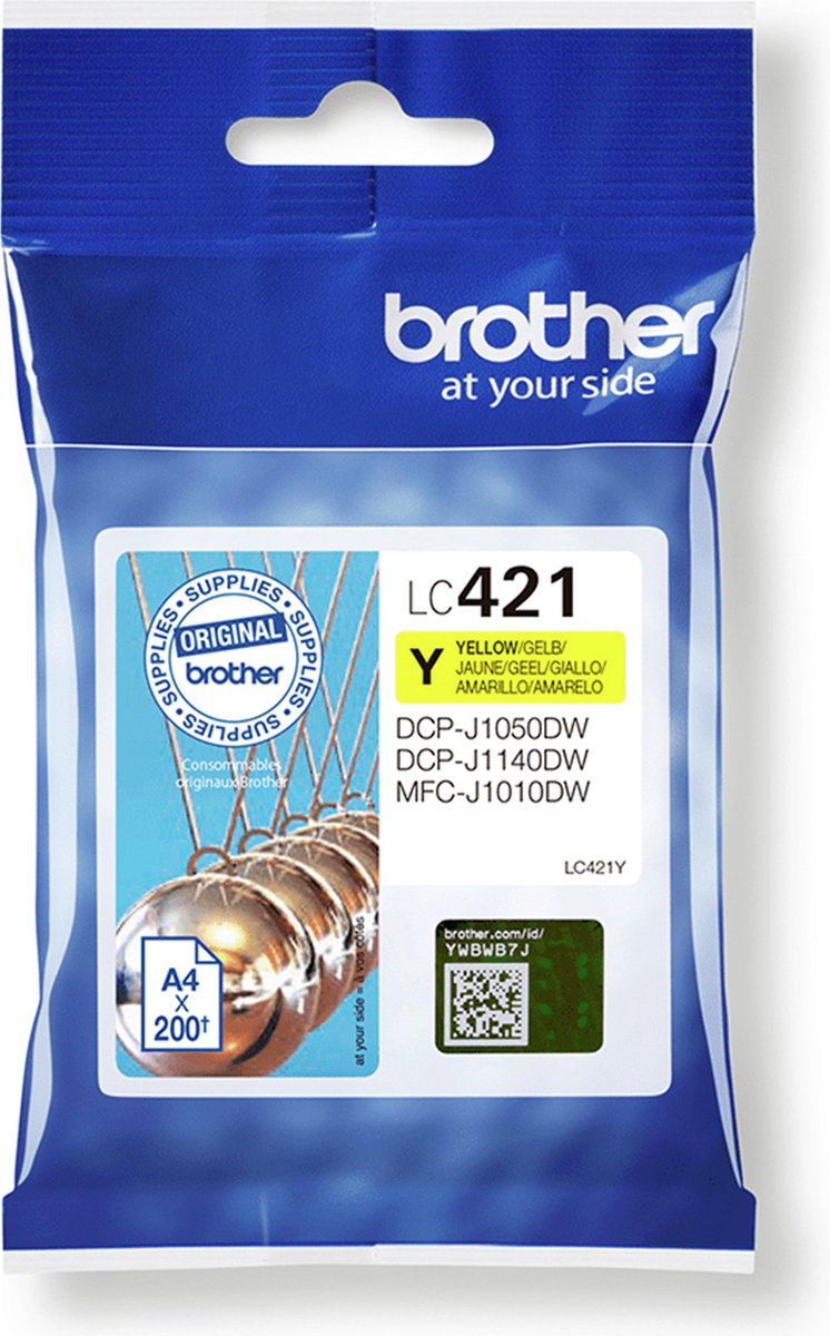 LC421Y Inktcartridge - BROTHER - Geel 200 pagina's standaardcapaciteit - Voor DCP-J1050DW, MFC-J1010DW en DCP-J1140DW