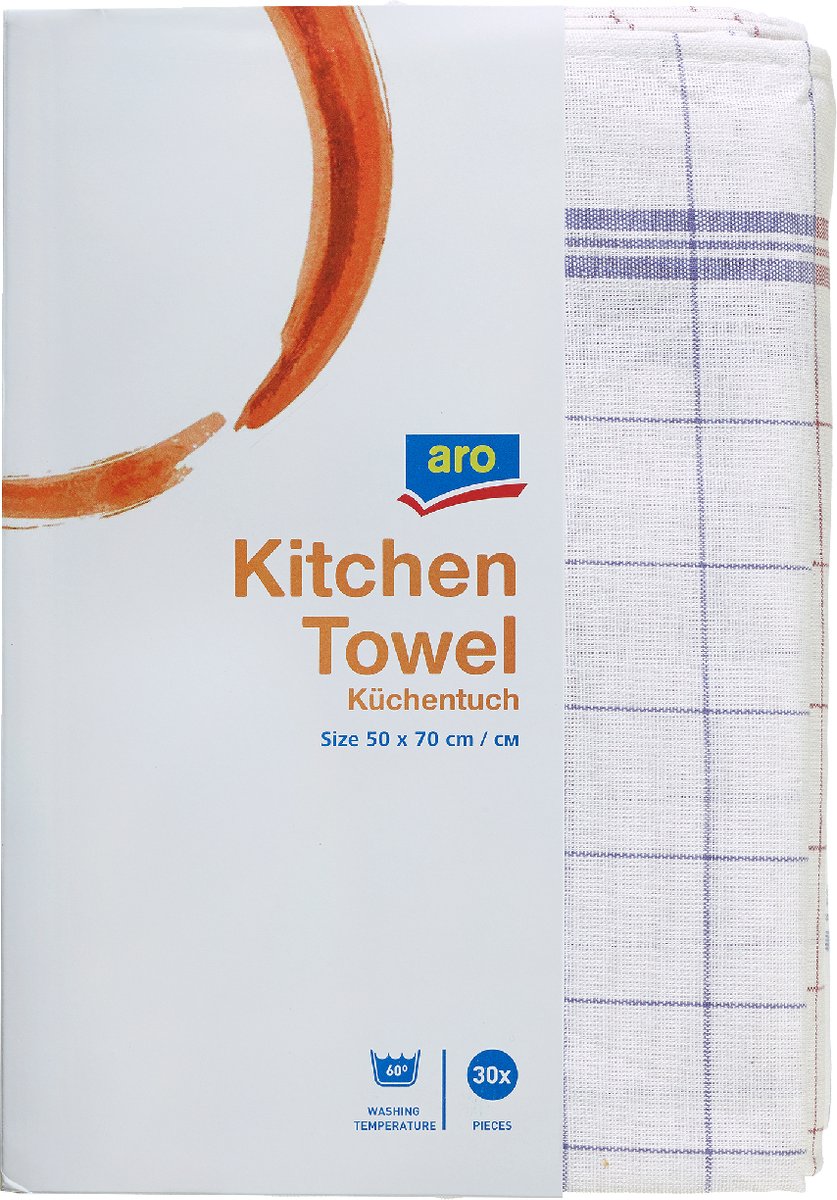 Aro - Keukendoek - 50 x 70 cm - 30 Stuks - Grootverpakking - Blauw - Wit