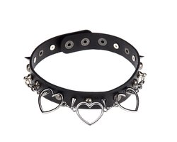 foto van WiseGoods Luxe Gothic Punk Ketting - Choker Design Kettingen - Sieraad - Sieraden Cadeau - Spikes & Hartjes - Kleding Accessoires