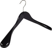 De Kledinghanger Gigant - 6 x Mantelhanger / kostuumhanger lotushout zwart gelakt met schouderverbreding, 44 cm