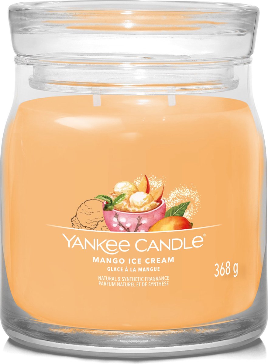 Yankee Candle - Mango Ice Cream Medium Geurkaars - 50 branduren - 2 lonten