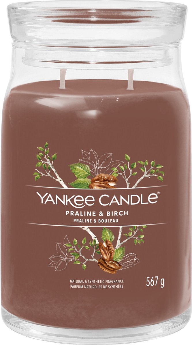 Yankee Candle Praline & Birch Large Jar Geurkaars - 90 branduren - twee lonten Bruin