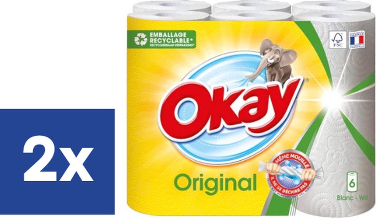 Okay Original Keukenrol Wit - 2 x 6 rollen