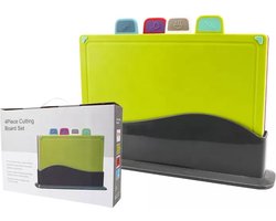 Snijplankenset met houder - kunststof - vaatwasserbestendig - set van 4 kleuren snijplanken