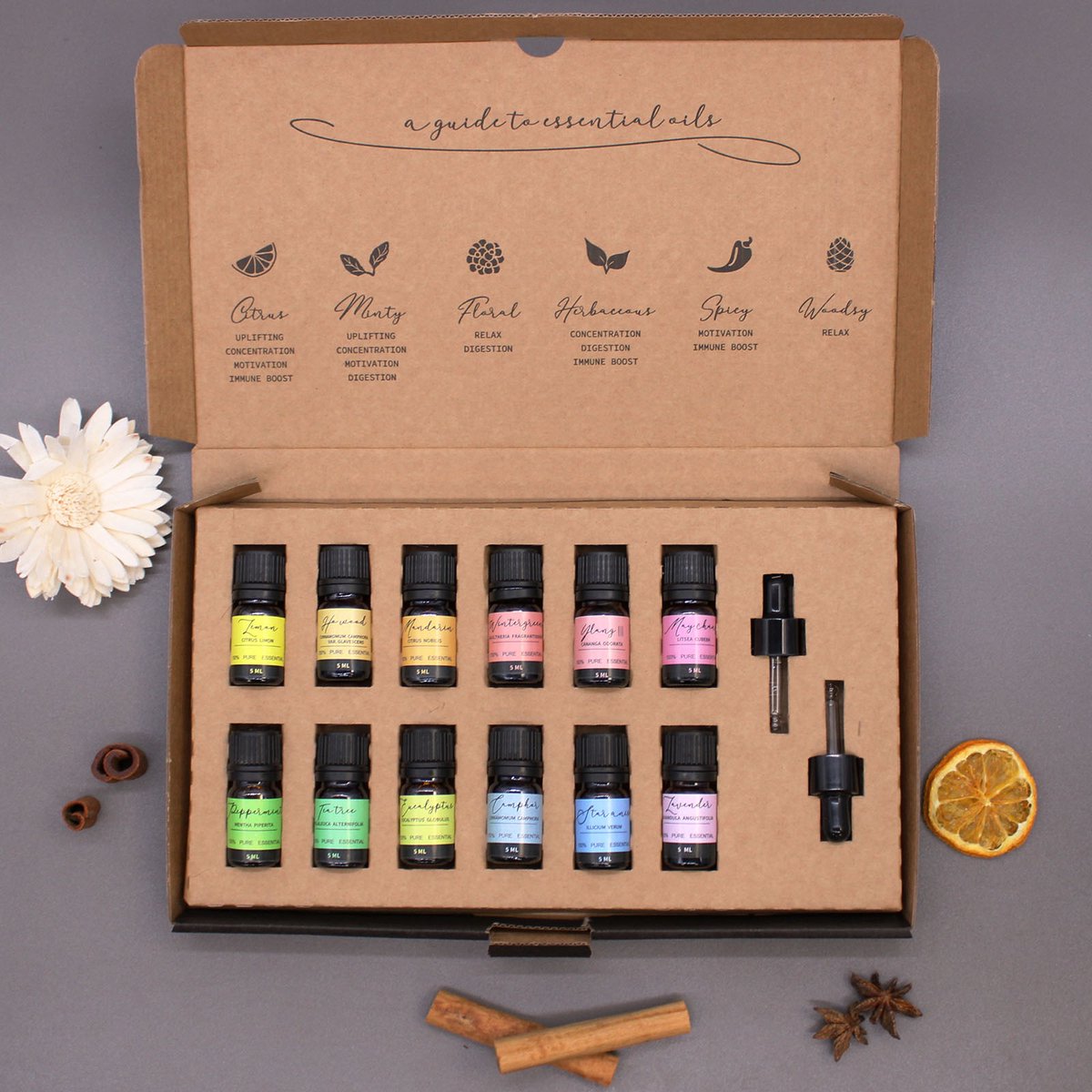 Goedkoopste Etherische Oliën Starters Set - Starters Set van 12 Oliën - 5ml - Essentiële Oliën Set Aromatherapie