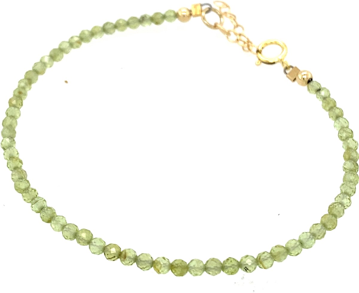 Pat's Jewels Armband - Armband dames - Kralen - Natuursteen kralen - Peridot - Geboortesteen - Goud