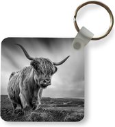 Sleutelhanger - Uitdeelcadeautjes - Koeien - Schotse hooglander - Natuur - Dieren - Zwart wit - Plastic
