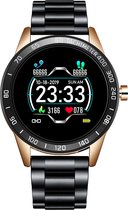 Belesy® MODEST – Smartwatch Heren – Smartwatch Dames – Horloge – 1.3 inch Touchscreen Kleurenscherm – Stappenteller – Hartslag – Bloeddrukmeter – Zuurstofgehalte – Slaapmonitor – Multi Sportmodus – Calorieën – Bluetooth 4.0 – Goud - Moederdag