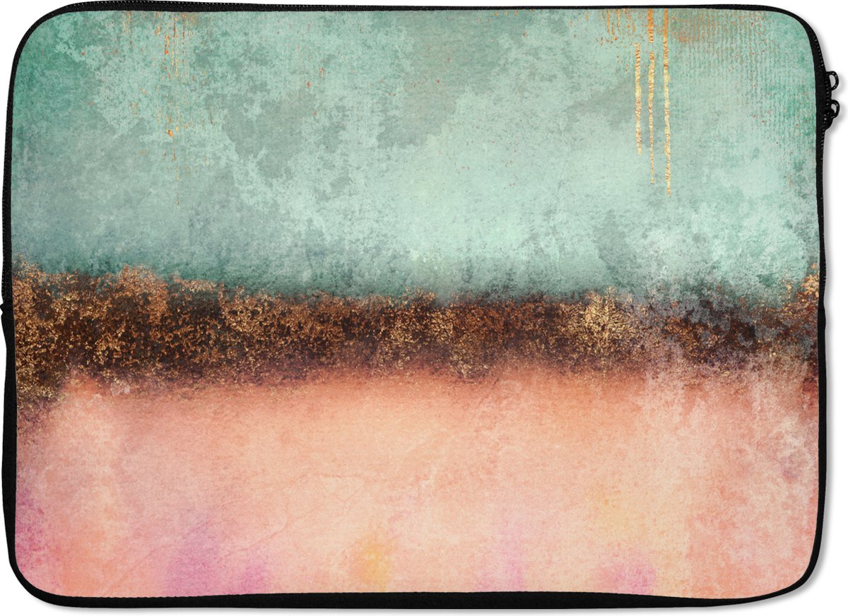 Laptophoes - Verf - Abstract - Pastel - Goud - Luxe - Design - Laptop case - 13 Inch - Laptophoezen