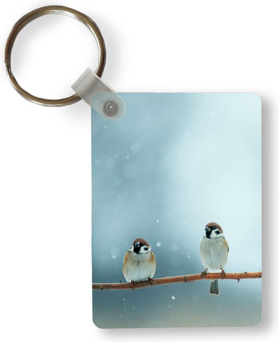 Sleutelhanger - Vogels - Mus - Sneeuw - Winter - Uitdeelcadeautjes - Plastic