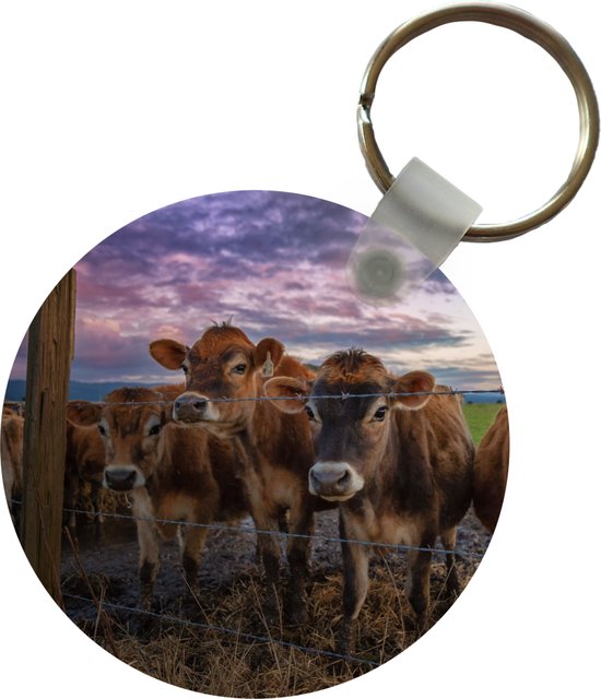 Porte-clés - Vache - Animaux - Vaches - Plastique - Rond - Cadeaux à distribuer