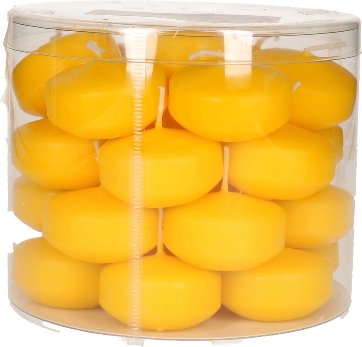 Enlightening Candles Drijfkaarsen - 28x stuks - geel - ca 4 branduren - dia 5 cm - sfeerkaarsen - geurloos