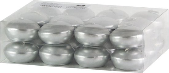 Trend candles Drijfkaarsen - 24x - zilver - 4,5 cm - 4 branduren