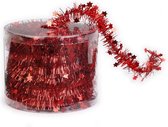 Dunne kerstslinger rood 3,5 x 700 cm - Guirlande folie lametta - Rode kerstboom versieringen