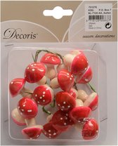 Decoris paddenstoelen stekers - 20x st - 2,5 cm - kerststukje decoratie/versiering