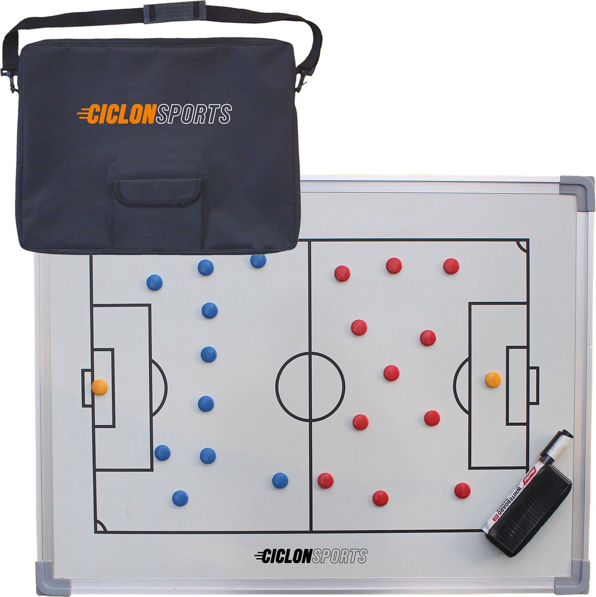 Voetbal coachbord - Tactiekbord 30x45 cm - Inclusief draagtas, magneten en stift - Ciclón Sports - Ciclón Sports