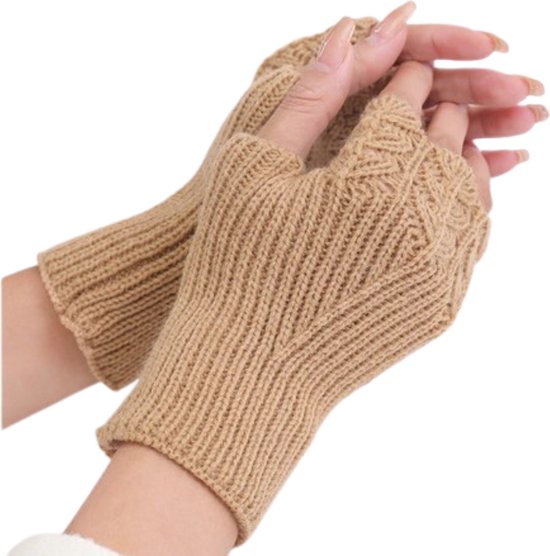 Dames Vingerloze Handschoenen - Polswarmers Beige | bol.com