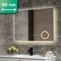 Mirlux Badkamerspiegel met LED Verlichting & Verwarming – Wandspiegel Rond – Anti Condens Douchespiegel - 80x60CM