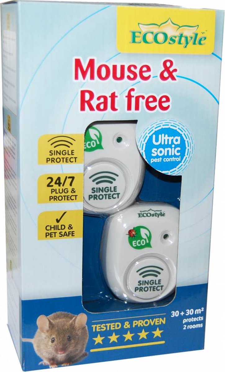 Ecostyle Mouse & Rat Free répulsif rats et souris à ultrasons 30m²