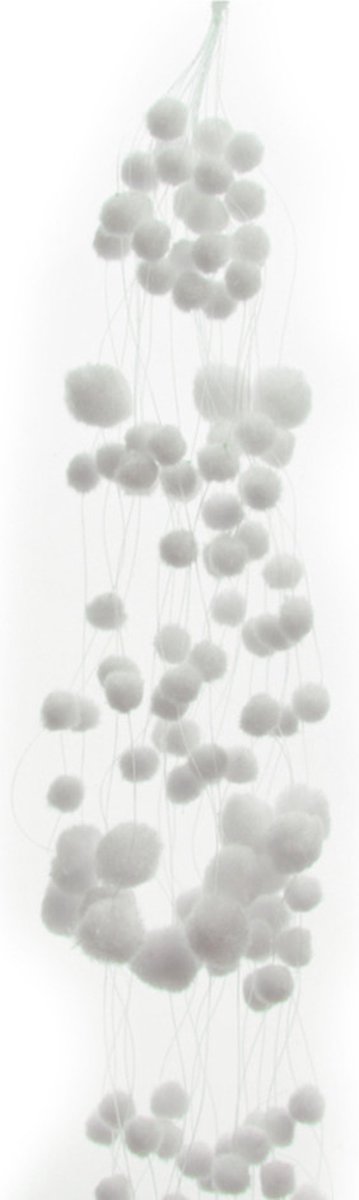 Decoris Sneeuwballen slinger - wit - 78 cm - polyester - sneeuwversiering - slingers -sneeuwdecoratie - Kerstversiering